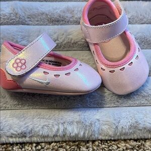 Nike Pink Baby Walker Shoes with Flower Accent